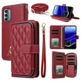 thumbnail image 1 of Dswteny Argyle Wallet Case for Moto G Stylus 2022 4G with Wrist Strap Shoulder Strap PU Leather Flip Credit Card Holder Stand Cell Phone Cover for Motorola GStylus XT2211DL XT2211 Women Girls Red, 1 of 8
