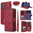 thumbnail image 1 of Dswteny Argyle Wallet Case for Motorola Moto Edge 2022/MotoEdge 5G UW 2022 with Wrist Strap Shoulder Strap, Flip Credit Card Holder Cell Phone Cover for Gen 3 XT2205-1 XT2205-2 6.6 Women Girls Red, 1 of 8