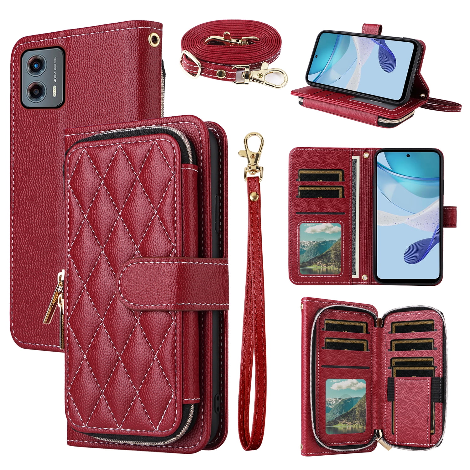 Argyle Handyhülle Mit Kartenfächern Für Motorola Moto G Power 2022 / G Play 2023 / G Pure – Inkl. Handschlaufe & Standfunktion