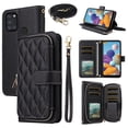 thumbnail image 1 of Dswteny Argyle Wallet Case for Samsung Galaxy A21S with Wrist Strap Shoulder Strap, Zipper Purse PU Leather Flip Credit Card Holder Stand Accessories Cell Phone Cover for A 21S Women Girls Black, 1 of 8
