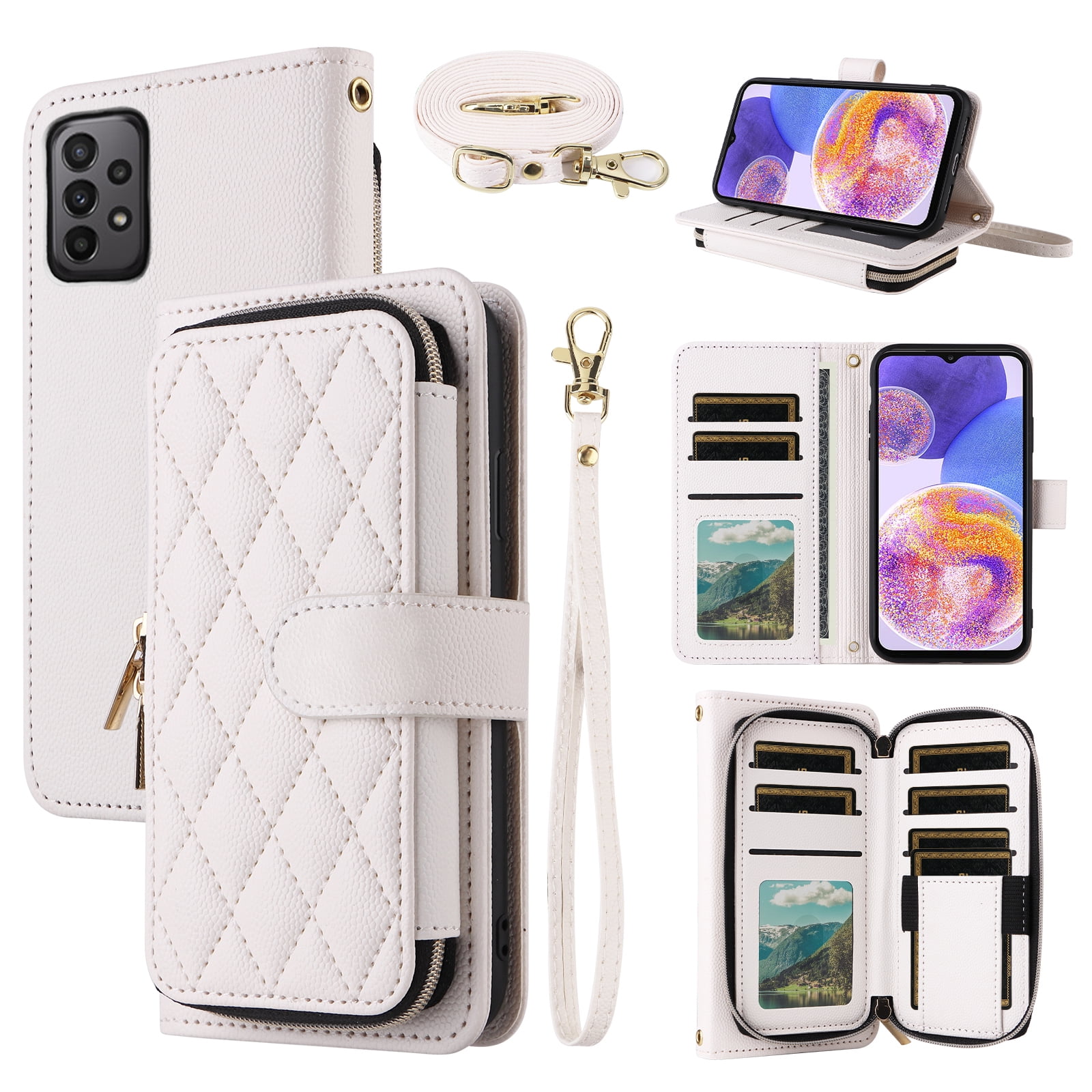 Dswteny Argyle Wallet Case for Samsung Galaxy A31 with Wrist Strap