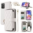 thumbnail image 1 of Dswteny Argyle Wallet Case for Samsung Galaxy A72 5G/4G with Wrist Strap Shoulder Strap, Zipper Purse PU Leather Flip Credit Card Holder Stand Cell Phone Cover for A 72 G5 72A S72 Women Girls White, 1 of 7