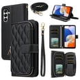 thumbnail image 1 of Dswteny Argyle Wallet Case for Samsung Galaxy S24 Plus/S25 Plus S24+ S25+ 5G with Zipper Flip Credit Card Holder Stand Cell Phone Cover for S24Plus 24S + S 24 24+ S25Plus 25S 25+ SM-S936U Women Black, 1 of 8