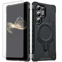 Dswteny Phone Case For Samsung Galaxy S23 Ultra 5G Magsafe Tempered Glass Screen Protector Cell Cover Rugged Shockproof Heavy Duty Magnetic Protective S23Ultra 23S S 23 23Ultra 6.8 inch Women Black