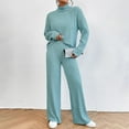 thumbnail image 1 of Dxzfnsa Knit Sets for Women Women's Fashion Solid Color Knitted Sets High Neck Long Sleeve Long Pants Sets Warm Casual Two Piece Outfits, 1 of 9
