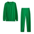 thumbnail image 1 of Dxzfnsa Lounge Sets for Women Women's Fashion Solid Color Athletic Outfits Round Neck Long Sleeve Wide Leg Pants Fall Trendy Sports Sets with Pockets, 1 of 8