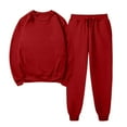thumbnail image 1 of Dxzfnsa Plus Size Sets for Women Women's Fashion Solid Color Sweatsuits Round Neck Long Sleeve Pullovers Drawstring Sweatpants Casual Sports 2pcs Sets, 1 of 5