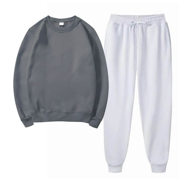 Dxzfnsa Sweatsuits 2pcs Sets Women's Oversize Solid Color Jogger Sets Long Sleeve Round Neck Sweatshirts and Casual Drawstring Sports Pants Sports Sets
