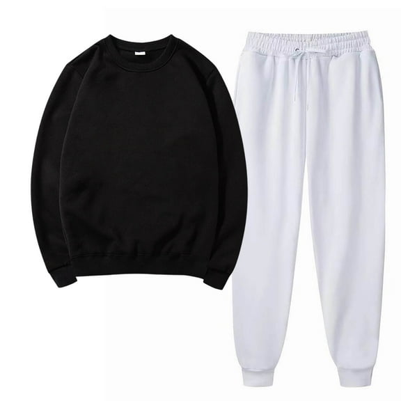 Dxzfnsa Sweatsuits 2pcs Sets Women's Oversize Solid Color Jogger Sets Long Sleeve Round Neck Sweatshirts and Casual Drawstring Sports Pants Sports Sets