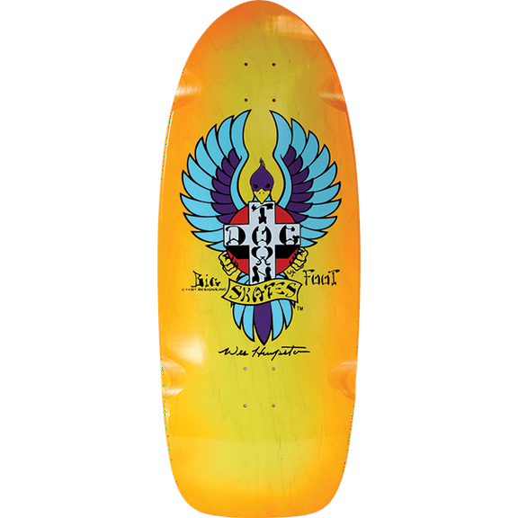 Dogtown Big Foot 70S Rider Skateboard Deck 11.8x30.546 Yellow Orange Fade