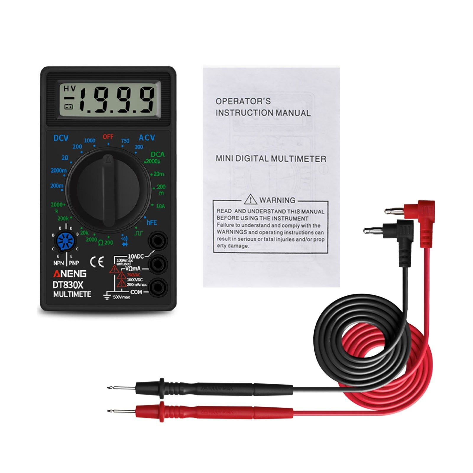 Dt830X Lcd Digital Multimeter Ac Dc On-Off Buzzer Test Electrician ...