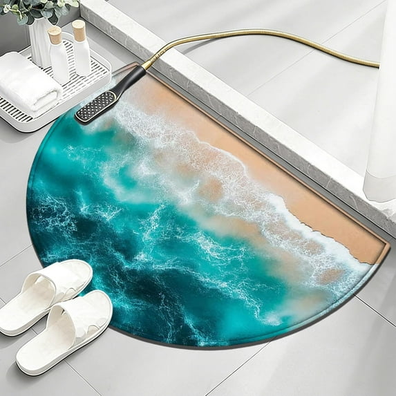 Dtchengua 24x16 Inch Semi-Circle Door Mat - Absorbent & Non-Slip Carpet for Entrance, Catches Dirt, Indoor/Outdoor