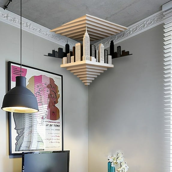 Dtchengua 3D Wall Art Optical Illusion Corner Wall Decal, Removable Peel & Stick Decal That Reshapes Your Room, Optical Art Decor for Living Room, Bedroom