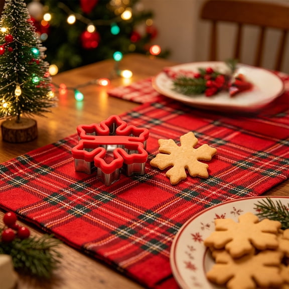 Dtchengua 6PCS Christmas Cookie Cutter Set – Premium Stainless Steel Holiday Baking Tools Festive Shapes Gingerbread Man, Tree, Snowflake, Candy Cane, Santa Face, Snowman, Reindeer,skates