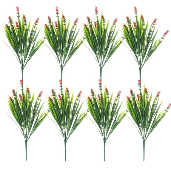 Dtchengua 8PCS Artificial Peppermint Stems - Realistic Faux Plants with Green Pointed Leaf Grass for Home Decor, Wedding & Floral Arrangements