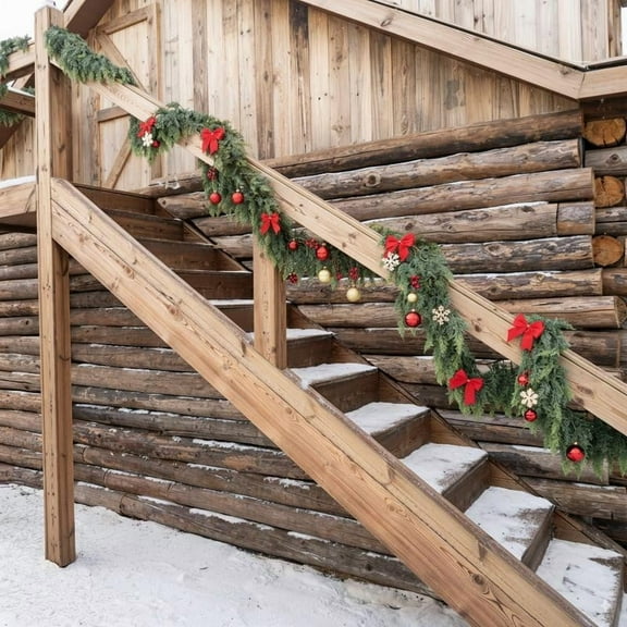 Dtchengua 9ft Realistic Cedar Garland with LED Lights, All-Weather Faux Greenery for Fireplace, Table & Outdoor Decor, Versatile Winter Holiday Decoration