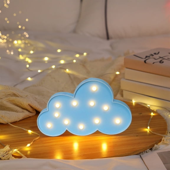 Dtchengua Cloud Shaped Table Lamp - Battery Powered Cloud Night Light, 4th of July, Birthday, Wedding Decor, USB Portable Night Light for Bedroom, Party, Gift(Blue)