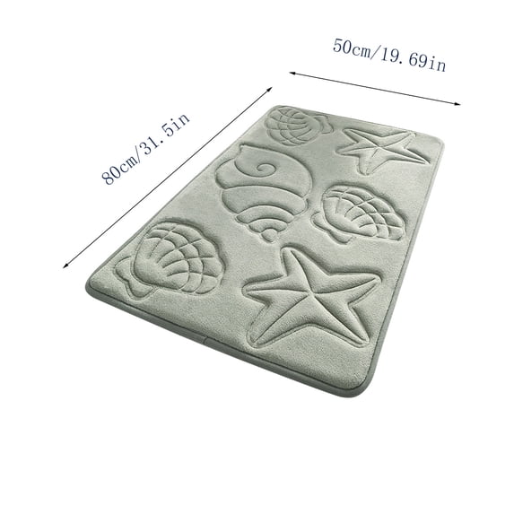 Dtchengua Coastal Beach Bath Mats for Bathroom Decor, Seashells Starfish Absorbent Bath Rug Non-Slip Floor Rug Carpets for Kitchen Bathroom Laundry Bedroom Living Room