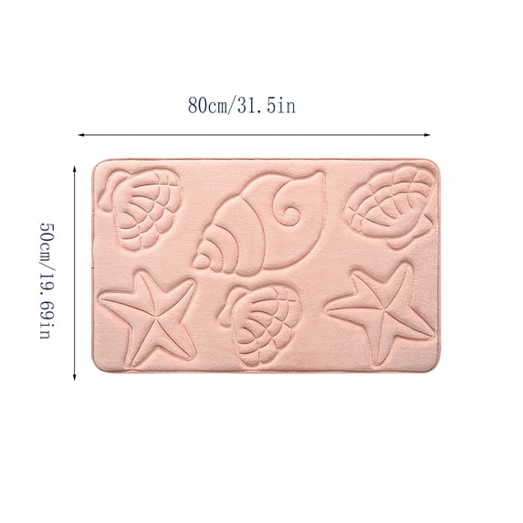 Dtchengua Coastal Beach Bath Mats for Bathroom Decor, Seashells Starfish Absorbent Bath Rug Non-Slip Floor Rug Carpets for Kitchen Bathroom Laundry Bedroom Living Room
