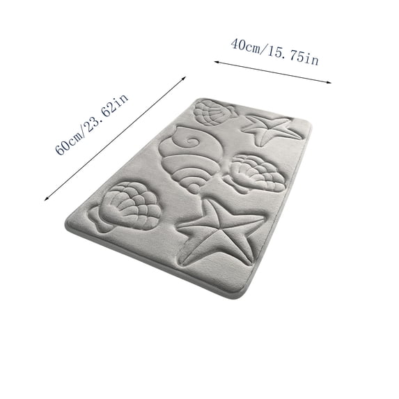 Dtchengua Coastal Beach Bath Mats for Bathroom Decor, Seashells Starfish Absorbent Bath Rug Non-Slip Floor Rug Carpets for Kitchen Bathroom Laundry Bedroom Living Room