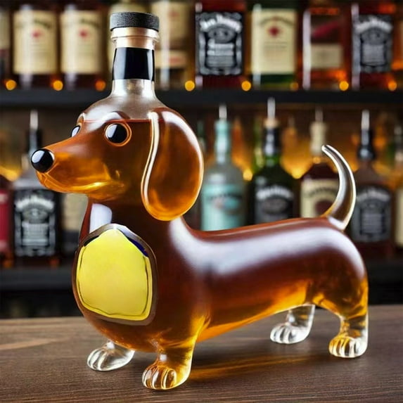 Dtchengua Dachshund Whiskey Bottle, 300ml Unique Whisky or Olive Wine Bottles, Gift for Dog Lovers, Novelty Home Bar Decor