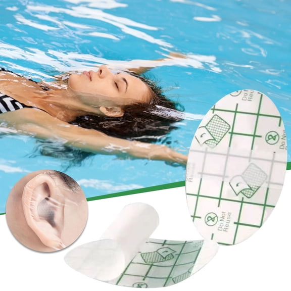 Gumesh Ear Covers for Bath Waterproof Ear Plugs,100-Pack Disposable Ear Covers for Swimming & Hair Washing, Hypoallergenic Adhesive Film