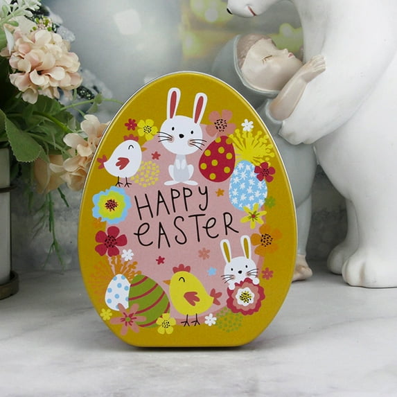 Dtchengua Easter Party Favor Gift Boxes - Iron Candy Boxes with Bunny & Egg Designs, Pre-Filled or Empty Treat Boxes for Classroom, Egg Hunts & Gifts