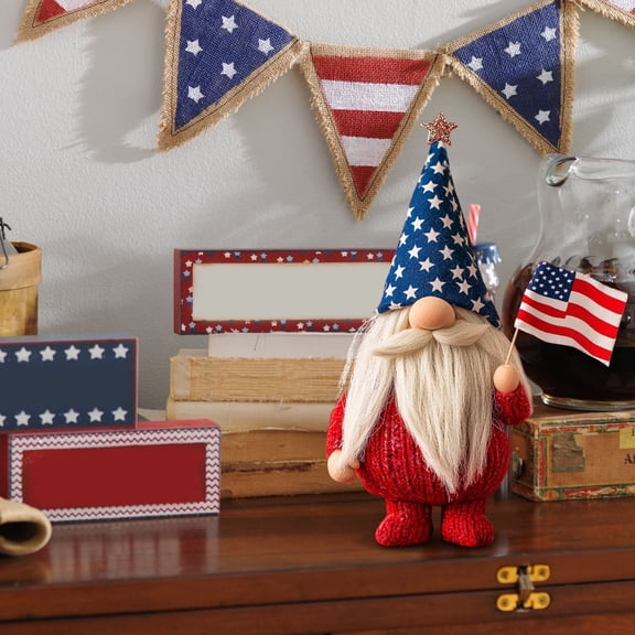 Dtchengua Gnome Doll Decor 4th of July Patriotic Gnome Decorate Handmade Mr USA Gnomes Plush Table Ornaments Gift for Independence Day Armed Forces Day luau party Decor
