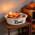 thumbnail image 1 of Dtchengua Halloween Boo Woven Basket Cute Storage Spooky Basket with Handle Boo Woven Trick or Treat Gift Organizer for Halloween Party Favors and Decorations Women Men(White,12 x 8 Inch), 1 of 6