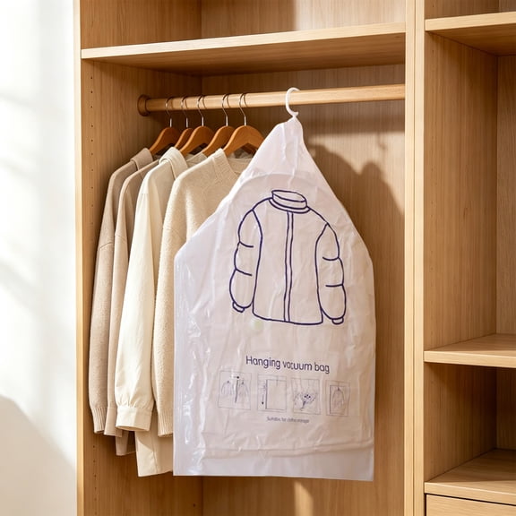 Dtchengua Hanging Vacuum Storage Bags for Clothing 8 Pack Hanging Vacuum Seal Bags for Clothing Suit Bags Closet Storage, Hanging Plastic Clothes Cover for Coat, Dress, Fur, Shirt