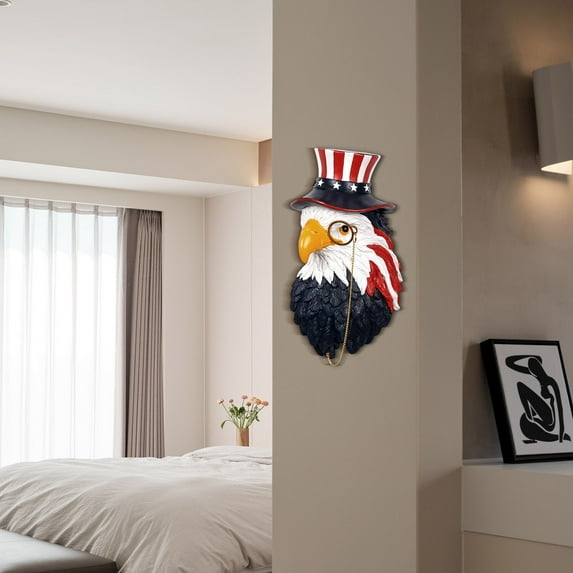 Dtchengua Mini Gold Faux Buffalo and Eagle Head Wall Hanging | Handmade Farmhouse Taxidermy Animal Decor | Rustic Wall Art for Living Room, Bedroom, Entryway