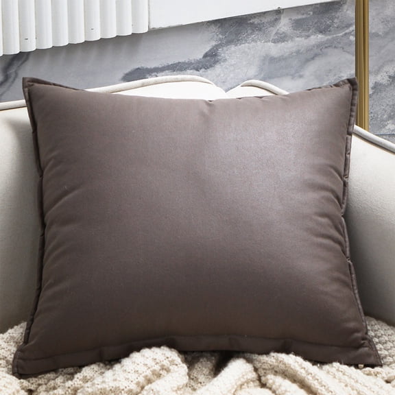 Dtchengua Modern Solid Color Throw Pillow - Faux Leather Decorative Pillow for Sofa & Bed, Mid-Century Style Accent Cushion, 18x18 Inch, Easy to Clean(Coffee)