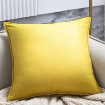 Dtchengua Modern Solid Color Throw Pillow - Faux Leather Decorative Pillow for Sofa & Bed, Mid-Century Style Accent Cushion, 18x18 Inch, Easy to Clean(Yellow)