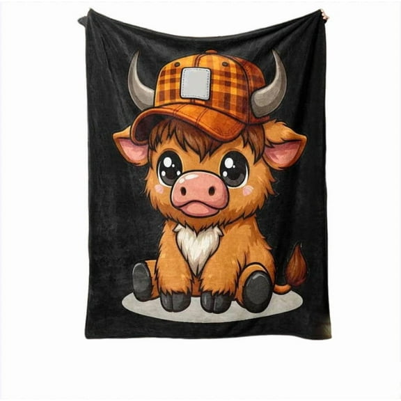 Dtchengua Plush Highland Cow Blanket, 39x27 Inches Soft Plush Throw for Couch, Bed, Cozy Gift Idea, Cartoon Animal Design