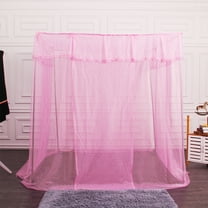 Dtchengua Princess Canopy Bed Tent - Floor-Length Sheer Tulle & 360° No-See-Um Mesh for Girls' Bedroom Decor, Indoor/Outdoor Mosquito Net with Removable Star Lights (60x83in, Pink/White)