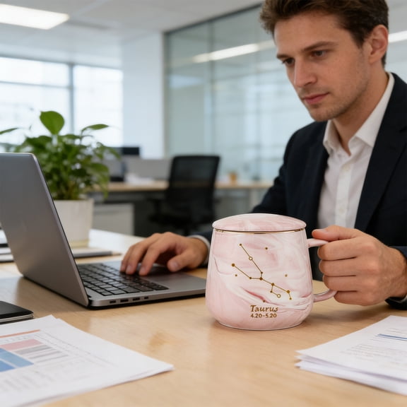 Dtchengua Taurus Gifts for Women,Taurus Constellation Zodiac Sign Star Coffee Mug, Birthday Gifts for Women Girls Female Friends, Gifts for 12 Horoscope Astrology Lovers 14 Oz Pink