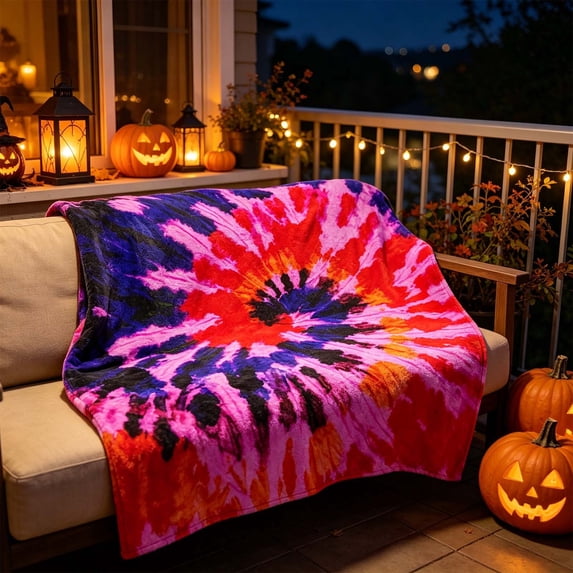 Dtchengua Tie Dye Colorful Rainbow Flannel Fleece Bed Blanket Throw Blanket Lightweight Cozy Plush Blanket for Bedroom Living Rooms Sofa Couch 39"x28"