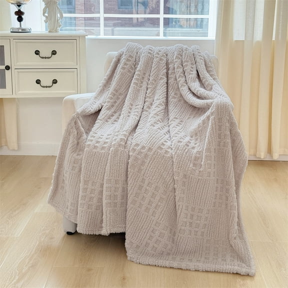 Dtchengua Waffle Weave Throw Blanket - Soft Jacquard Pattern, 27.5"x39" Lightweight Blanket for Sofa, Couch & Lounge (Brown, Machine Washable)