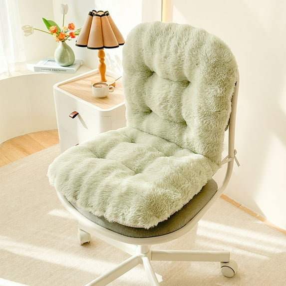 Dtchengua Winter Extra Thick Chair Cushion 32"x18" - One-Piece Seat & Back Pad, Non-Slip Bottom, for Dining Chair, Office, Car, Wheelchair Support (Green)