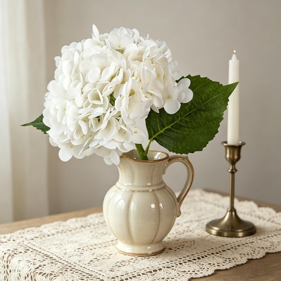 DtchenguaFake Flowers in Vase - Artificial Flower Centerpieces Coffee Table Decorations Silk Flowers Arrangements for Home Desk Shelf Dining Room Kitchen Wedding Decor (White)