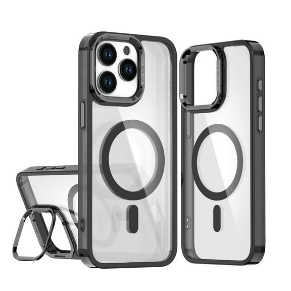 DtecK Magnetic Case for iPhone 17,Shockproof TPU+PC Clear Case Compatible with Mag Safe Camera Stand Back Cover for iPhone 17 ,Black