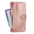 thumbnail image 1 of Dteck 2 in 1 Design Case Compatible with Samsung Galaxy S21 Plus 6.7" 2021, Wallet Case Flip Cover with Cash Pockge Zipper & Card Slots & Magnetic Closure Simple PU Leather Full Protection ,Rosegold, 1 of 9