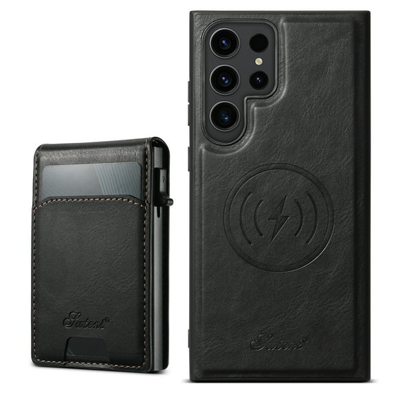 Dteck 2 in 1 Detachable Magnetic Wallet for Samsung Galaxy S24 Plus Case with Card Holder Faux Leather Men Women Kickstand Cover work with Car Mount Holder, Black