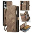 thumbnail image 1 of Dteck 2 in 1 Detachable for Samsung Galaxy S25 Edge Wallet Case with Card Holder, Shockproof Retro Premium Flip Leather Cover Magnetic Zipper Pocket Phone Cases, Darkbrown, 1 of 7