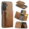 thumbnail image 1 of Dteck 2 in 1 Detachable Wallet Case for Samsung Galaxy S25 Plus Magnetic Leather Zipper Wallet with Card Holder RFID Blocking Case Shockproof Kickstand Cover,Brown, 1 of 10