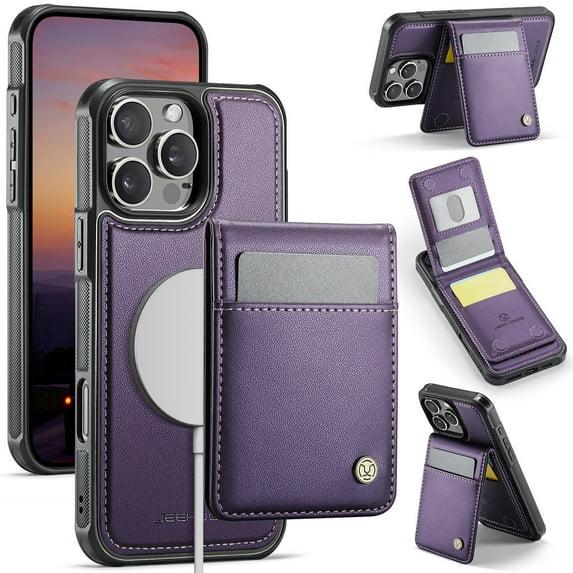 Dteck 2 in 1 Wallet Case for iPhone 16 Compatible with MagSafe for Men Women, Detachable Magnetic Leather Wallet Case with Card Slot Holder RFID Blocking Kickstand Cover,Purple