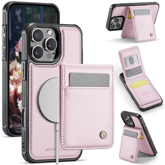 Dteck 2 in 1 Wallet Case for iPhone 8 Plus/7 Plus Compatible with MagSafe for Men Women, Detachable Magnetic Leather Wallet Case with Card Slot Holder RFID Blocking Kickstand Cover,Pink
