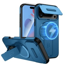 Dteck Rugged Case for iPhone 17 Pro with Invisible Kickstand, Compatible with MagSafe, Shockproof Magnetic Phone Cover with Camera Cover Screen Protector,Blue