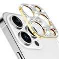 thumbnail image 1 of Dteck 2 Pack Bling Crystal Diamonds Camera Lens Protector for iPhone 15 Pro, Alloy Metal Scratch-Resistant Abrasion-Resistant Camera Lens Protection,Gold, 1 of 3