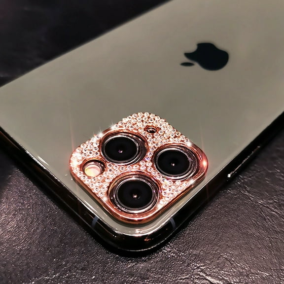 Dteck 2-Pack Camera Lens Protector for iPhone 14 Pro,Diamond Bling Glitter 3D Rhinestone Camera Cover Anti Scratch Shockproof Metal Protective,Rosegold